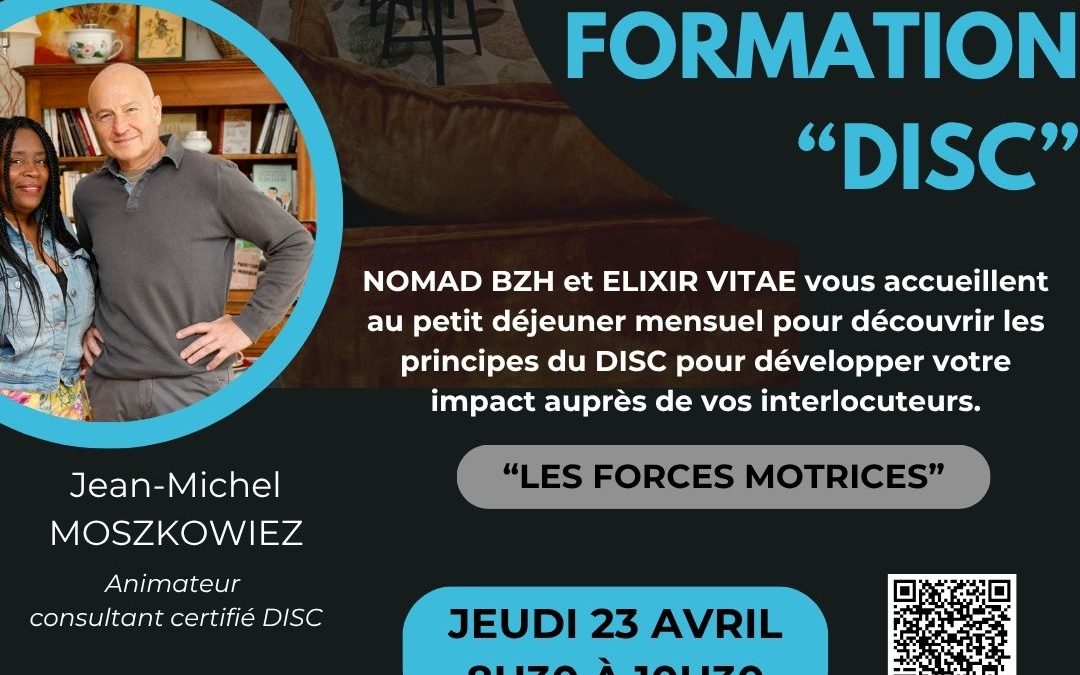 Petit-déjeuner du DISC le 23 avril de 8h30 à 10h30 au Nomad BZH de Vannes -Plescop